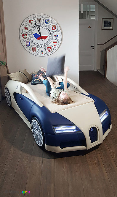 КРОВАТЬ-АВТО Bugatti Veyron. BDB с подсветкой, в коже